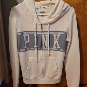 PINK gray & white zip up hoodie